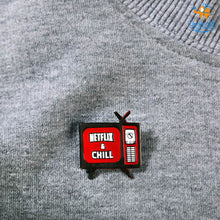Load image into Gallery viewer, Netflix & Chill Metallic Lapel Pin