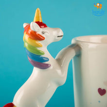 Load image into Gallery viewer, Rainbow Mug with 3D Unicorn Handle