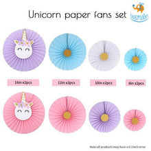 Load image into Gallery viewer, DIY Unicorn Paper Fans - Set of 8 Fans
