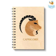 Load image into Gallery viewer, Sun Sign Laser Cut Wooden Diary
