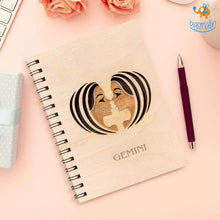 Load image into Gallery viewer, Sun Sign Laser Cut Wooden Diary
