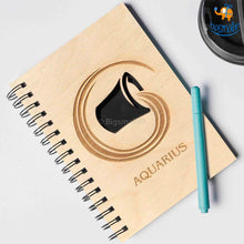 Load image into Gallery viewer, Sun Sign Laser Cut Wooden Diary
