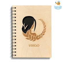 Load image into Gallery viewer, Sun Sign Laser Cut Wooden Diary
