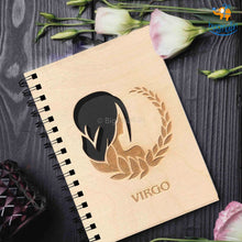Load image into Gallery viewer, Sun Sign Laser Cut Wooden Diary
