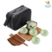Load image into Gallery viewer, Portable Japanese Tea Set With Wooden Tray
