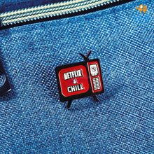 Load image into Gallery viewer, Netflix &amp; Chill Metallic Lapel Pin

