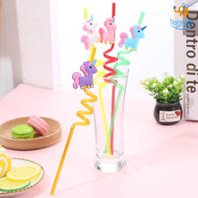 Load image into Gallery viewer, Unicorn Spiral Straw - Set of 4
