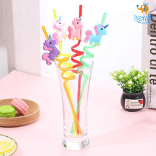 Load image into Gallery viewer, Unicorn Spiral Straw - Set of 4
