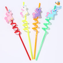 Load image into Gallery viewer, Unicorn Spiral Straw - Set of 4
