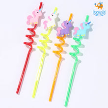 Load image into Gallery viewer, Unicorn Spiral Straw - Set of 4
