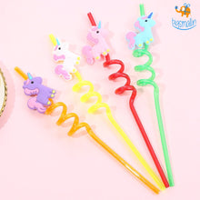 Load image into Gallery viewer, Unicorn Spiral Straw - Set of 4
